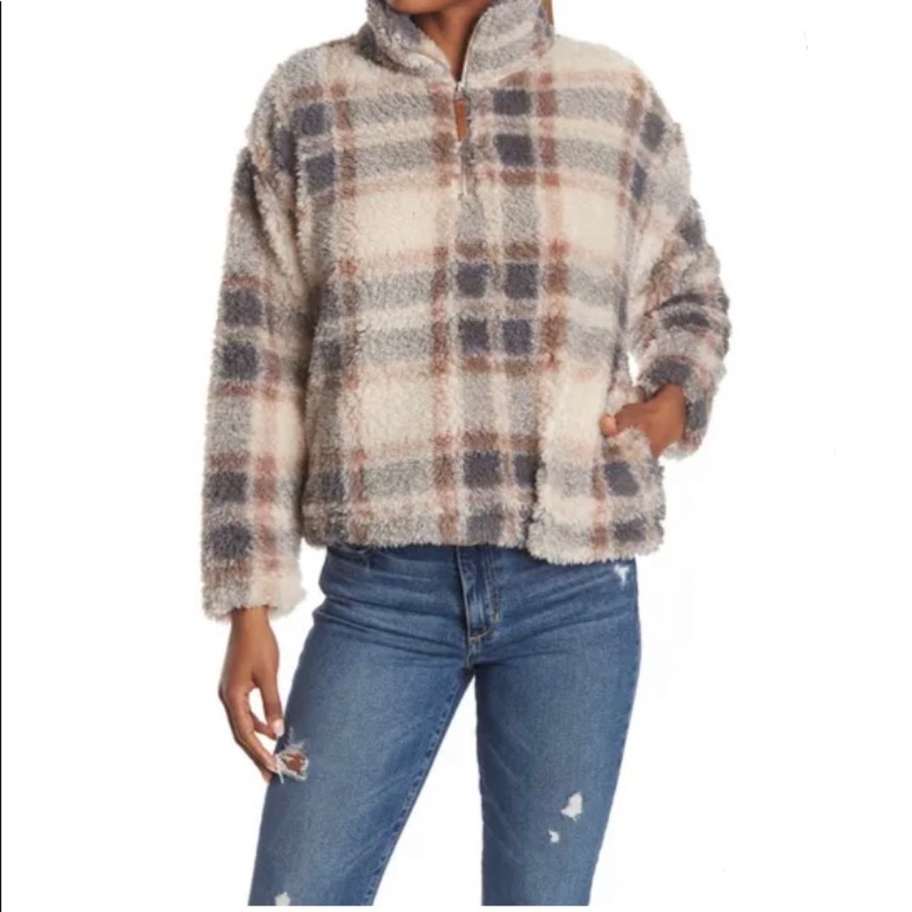 Faux Shearling Plaid Jacket